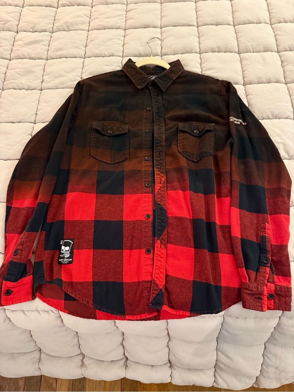 Neff x The Simpsons Red and Black Plaid Button-Down Shirt